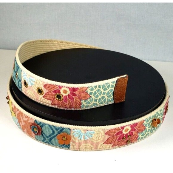 Fossil Leather Belt Woman\'s Boho Festival Patchwork Size Med main image 14